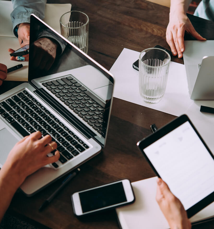 Digital devices on a table