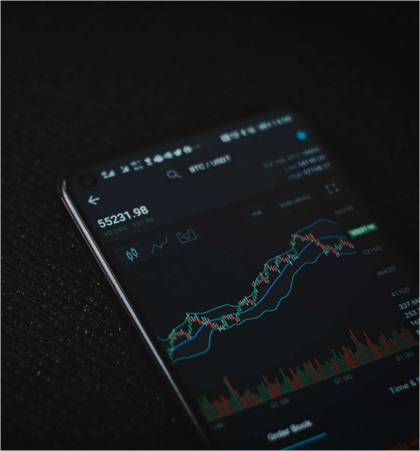 Graphique boursier affiché sur l’écran d’un smartphone